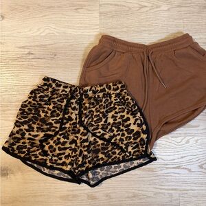 SHEIN Leopard Print and Brown Women’s Shorts Duo